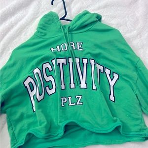 aerie green crop top hoodie